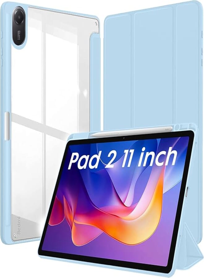 Robustrion Cover for Redmi Pad 2 11 inch Cover Case with [Pencil Holder], Hybrid Flip Cover Case for Redmi Pad 2 11 inch Tablet [Auto Sleep/Wake Support] - Light Blue